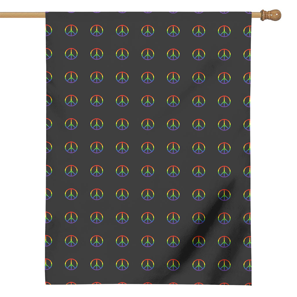 Rainbow LGBT Peace Sign Pattern Print House Flag
