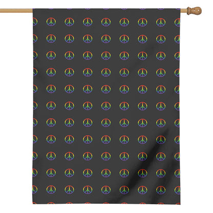 Rainbow LGBT Peace Sign Pattern Print House Flag