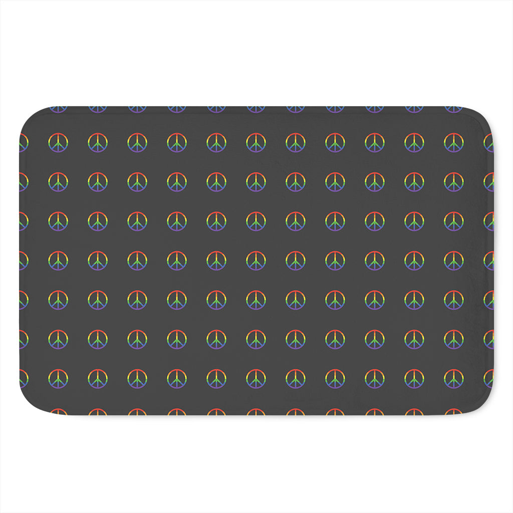 Rainbow LGBT Peace Sign Pattern Print Indoor Door Mat
