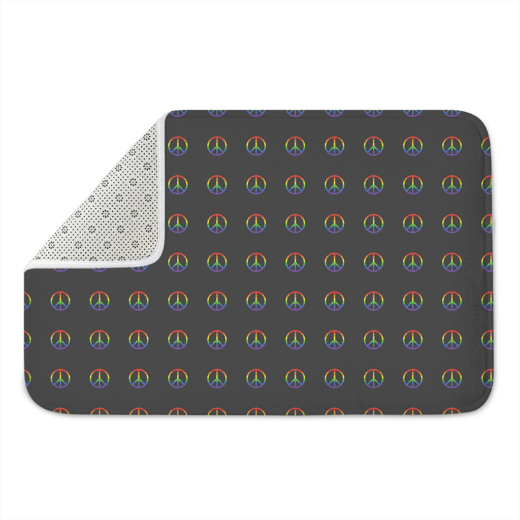 Rainbow LGBT Peace Sign Pattern Print Indoor Door Mat