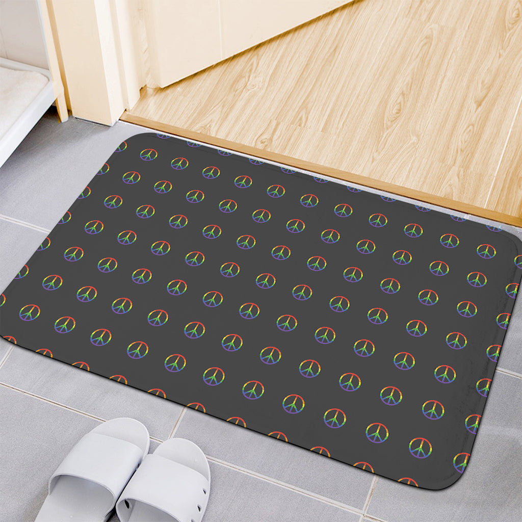 Rainbow LGBT Peace Sign Pattern Print Indoor Door Mat