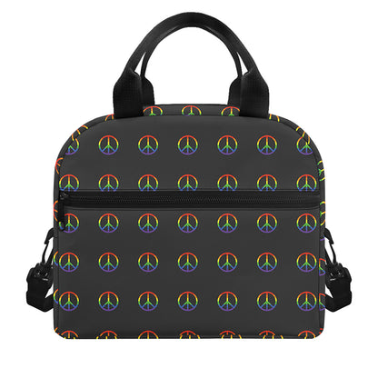 Rainbow LGBT Peace Sign Pattern Print Insulated Lunch Bag