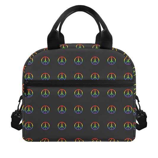 Rainbow LGBT Peace Sign Pattern Print Insulated Lunch Bag