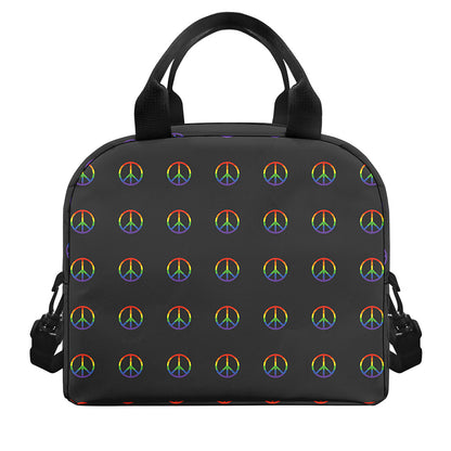 Rainbow LGBT Peace Sign Pattern Print Insulated Lunch Bag