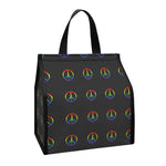 Rainbow LGBT Peace Sign Pattern Print Insulated Lunch Tote
