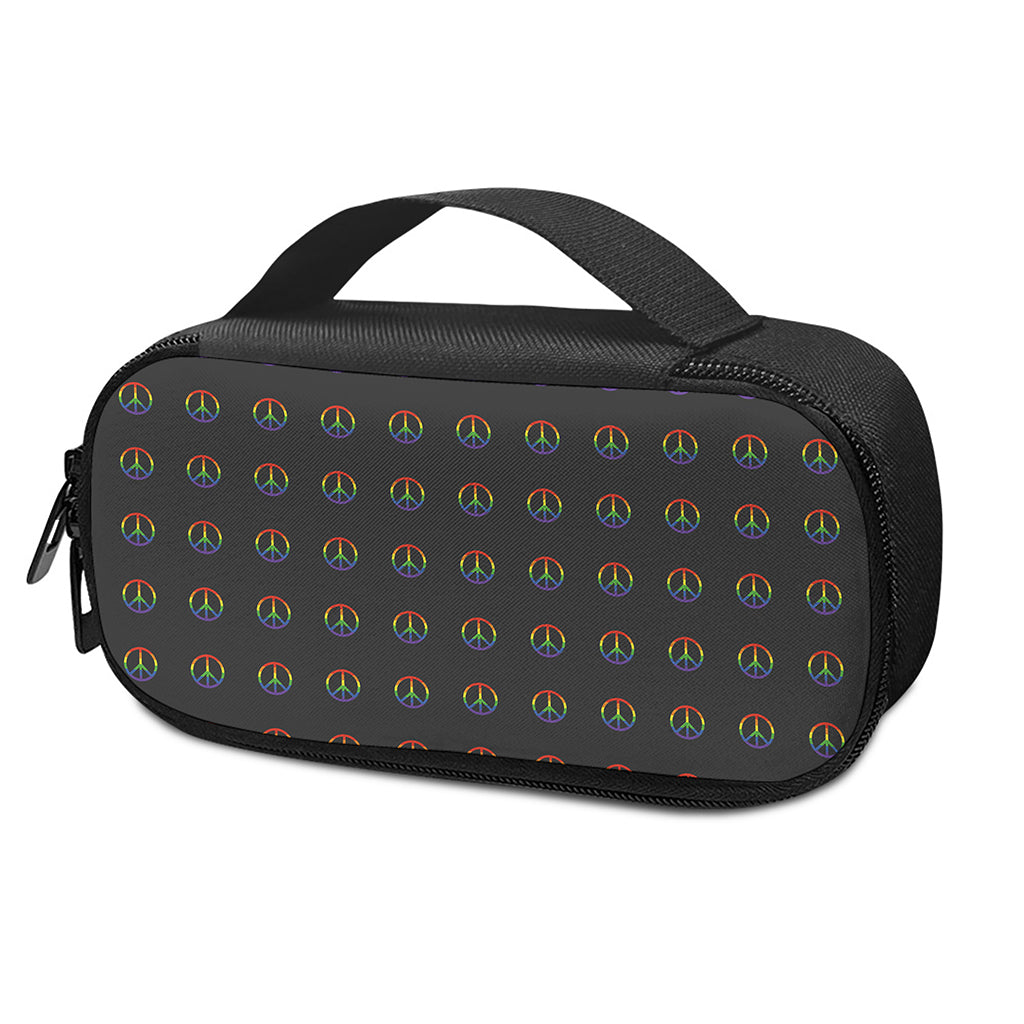 Rainbow LGBT Peace Sign Pattern Print Insulin Cooler Travel Case