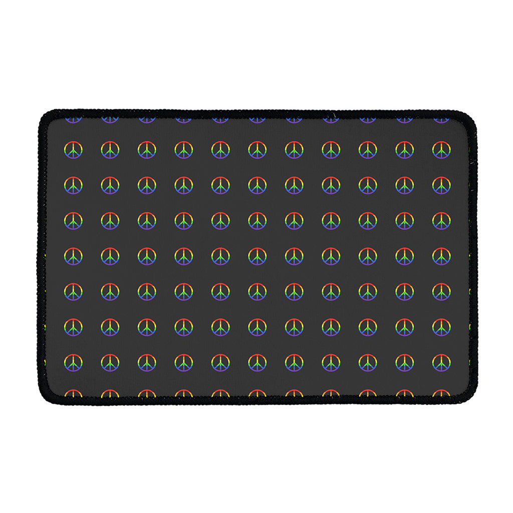 Rainbow LGBT Peace Sign Pattern Print Kitchen Mat