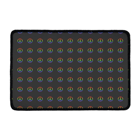 Rainbow LGBT Peace Sign Pattern Print Kitchen Mat