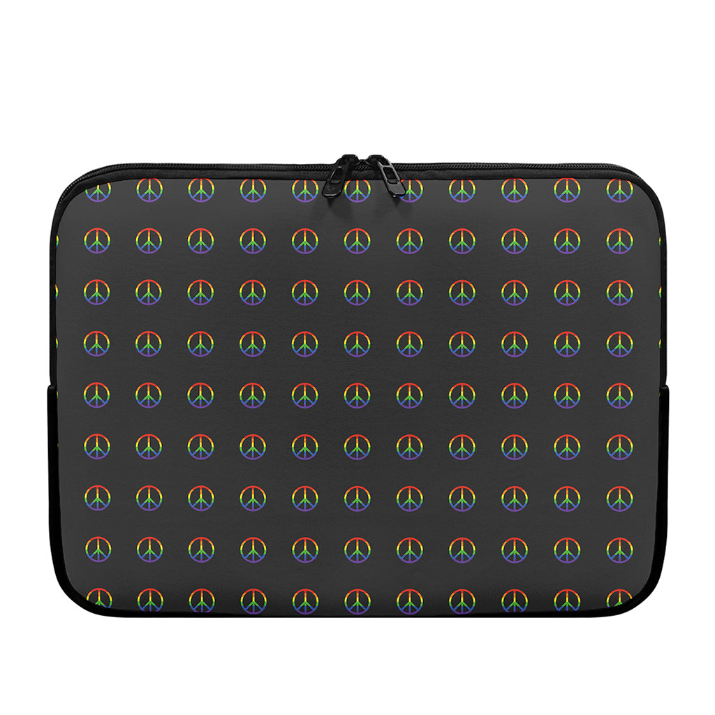 Rainbow LGBT Peace Sign Pattern Print Laptop Sleeve