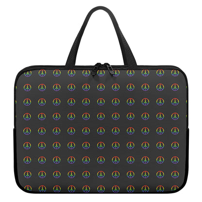 Rainbow LGBT Peace Sign Pattern Print Laptop Sleeve With Handle