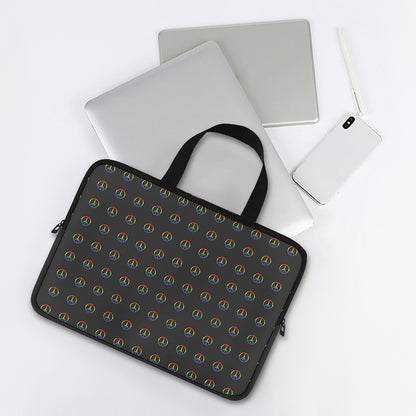 Rainbow LGBT Peace Sign Pattern Print Laptop Sleeve With Handle