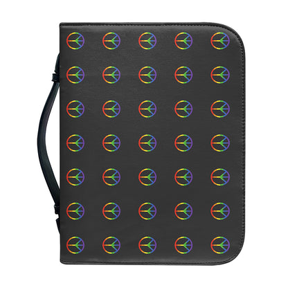 Rainbow LGBT Peace Sign Pattern Print Leather Bible Cover