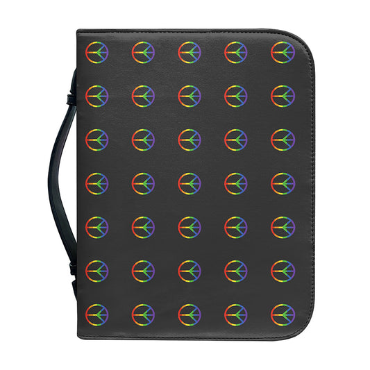 Rainbow LGBT Peace Sign Pattern Print Leather Bible Cover