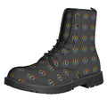 Rainbow LGBT Peace Sign Pattern Print Lace-Up Boots