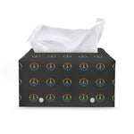Rainbow LGBT Peace Sign Pattern Print Leather Tissue Box Cover