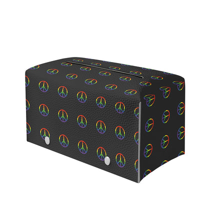 Rainbow LGBT Peace Sign Pattern Print Leather Tissue Box Cover