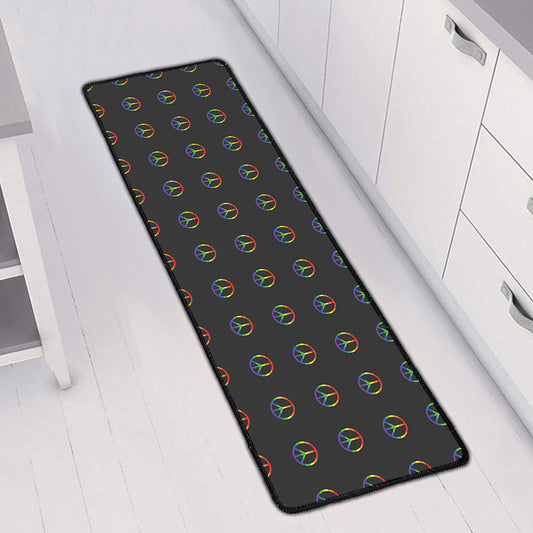Rainbow LGBT Peace Sign Pattern Print Long Kitchen Mat