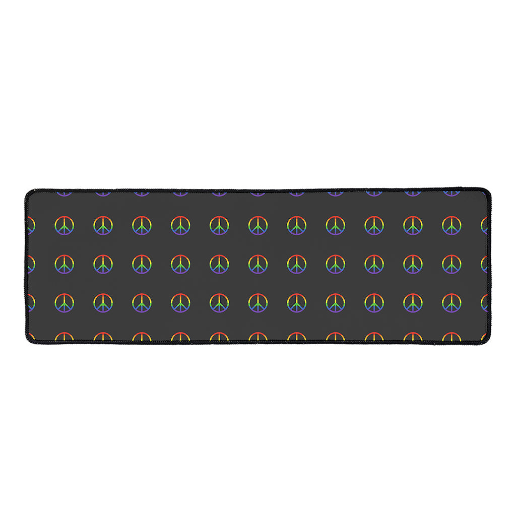 Rainbow LGBT Peace Sign Pattern Print Long Kitchen Mat