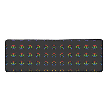Rainbow LGBT Peace Sign Pattern Print Long Kitchen Mat