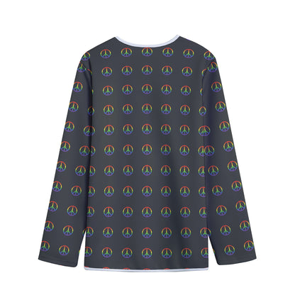 Rainbow LGBT Peace Sign Pattern Print Long Sleeve Short Coat