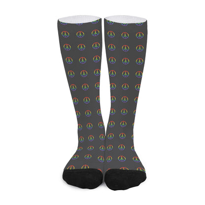 Rainbow LGBT Peace Sign Pattern Print Long Socks