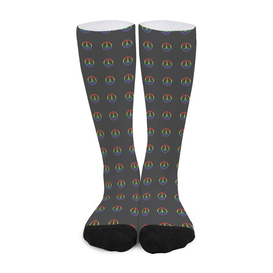 Rainbow LGBT Peace Sign Pattern Print Long Socks