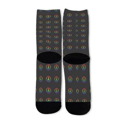 Rainbow LGBT Peace Sign Pattern Print Long Socks