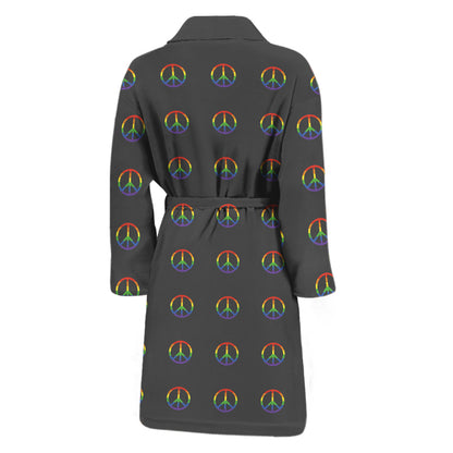 Rainbow LGBT Peace Sign Pattern Print Men's Bathrobe