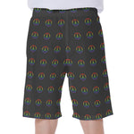 Rainbow LGBT Peace Sign Pattern Print Men's Beach Shorts