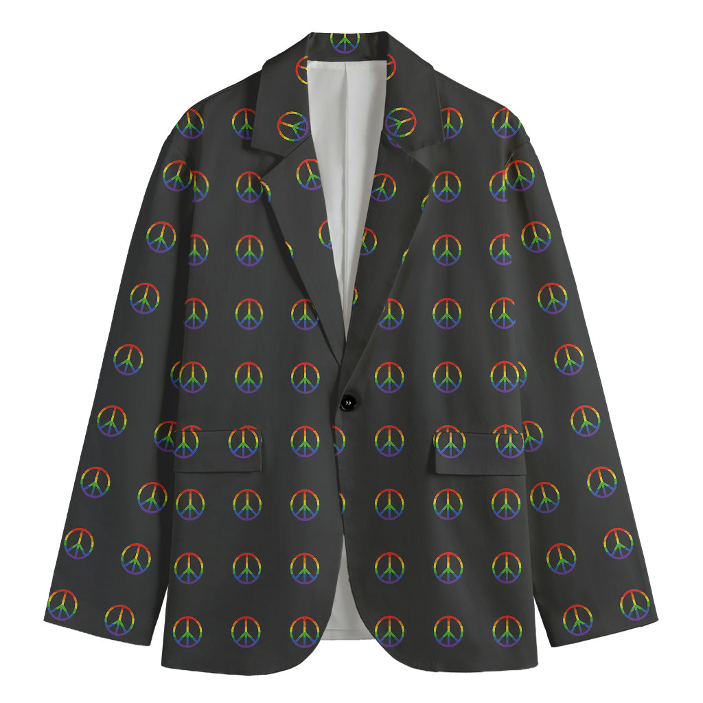 Rainbow LGBT Peace Sign Pattern Print Men's Blazer