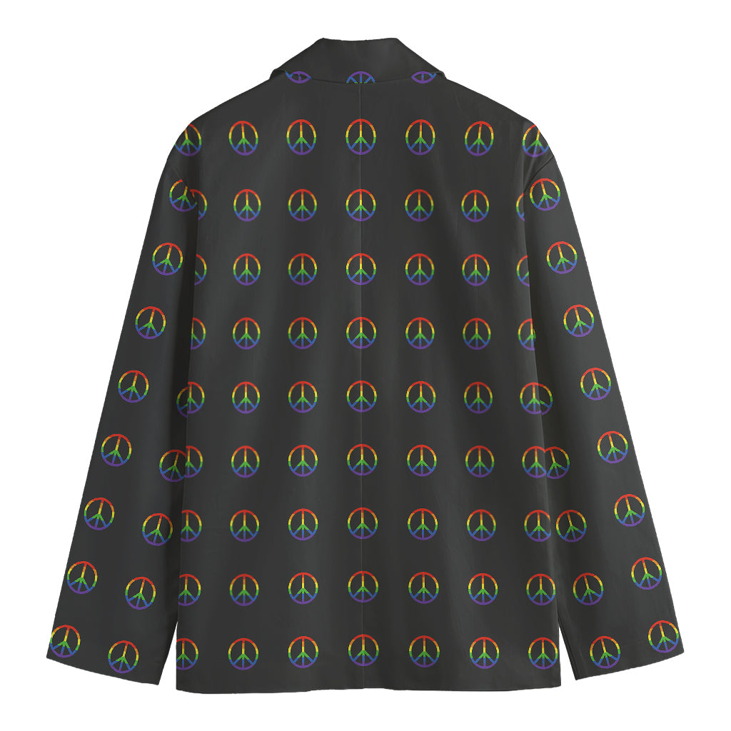 Rainbow LGBT Peace Sign Pattern Print Men's Blazer