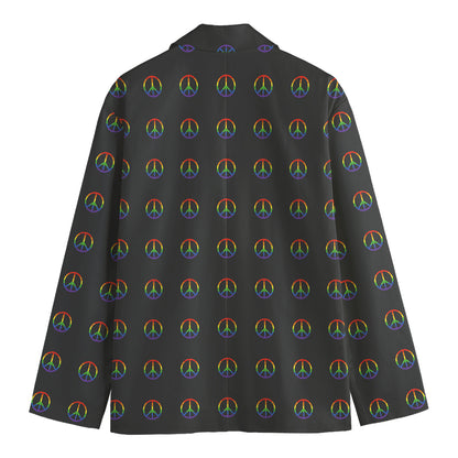 Rainbow LGBT Peace Sign Pattern Print Men's Cotton Blazer