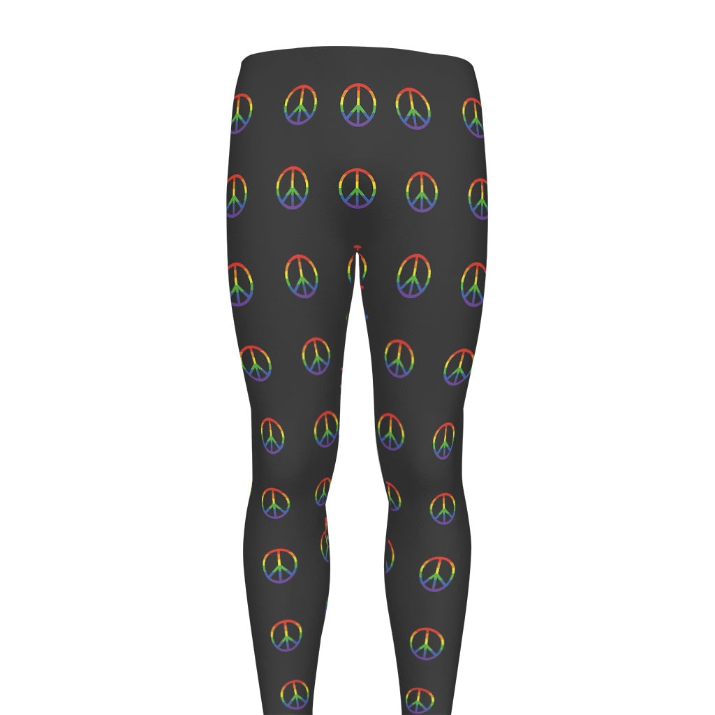 Rainbow LGBT Peace Sign Pattern Print Men's leggings