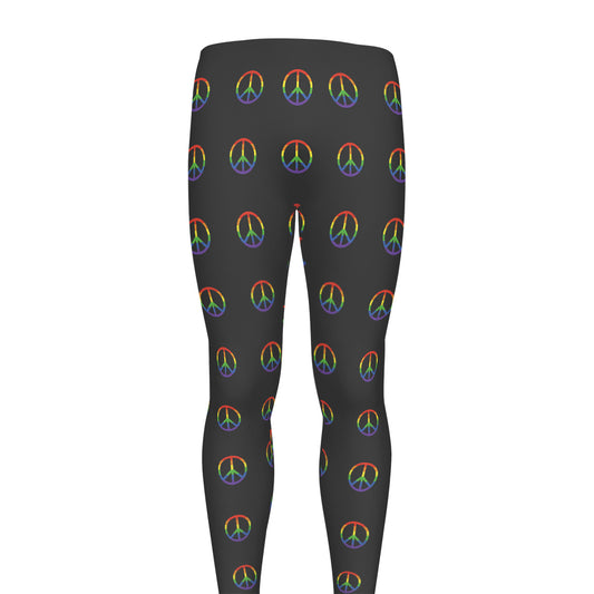 Rainbow LGBT Peace Sign Pattern Print Men's leggings