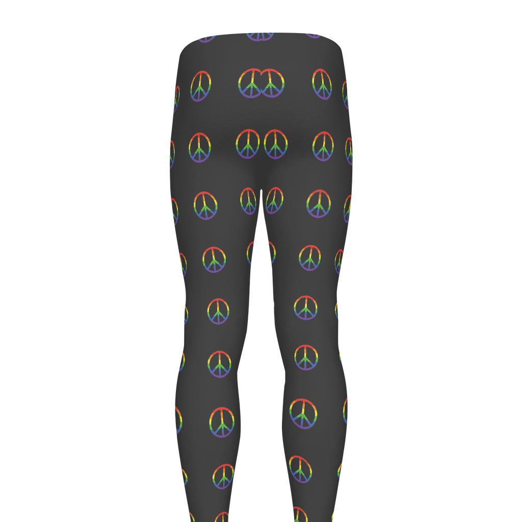 Rainbow LGBT Peace Sign Pattern Print Men's leggings
