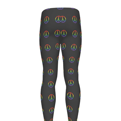 Rainbow LGBT Peace Sign Pattern Print Men's leggings