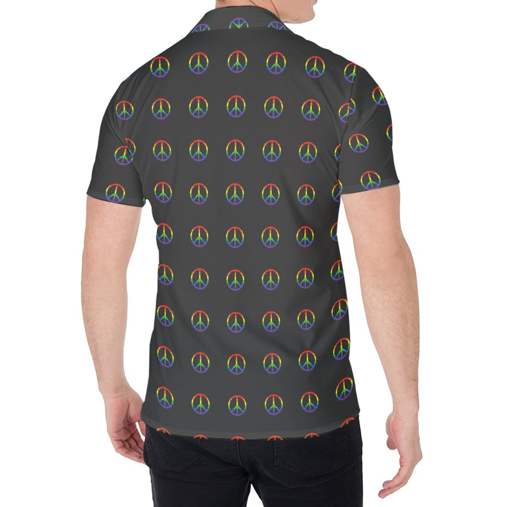 Rainbow LGBT Peace Sign Pattern Print Men's Shirt