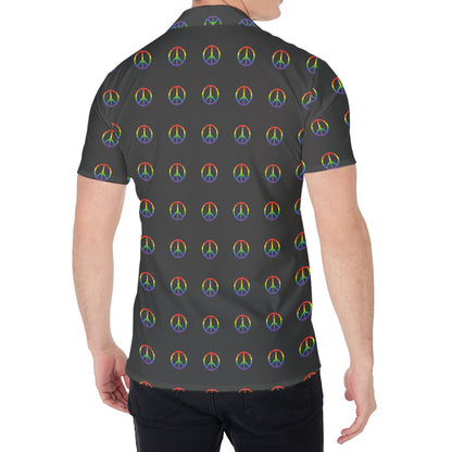 Rainbow LGBT Peace Sign Pattern Print Men's Shirt