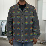 Rainbow LGBT Peace Sign Pattern Print Men's Shirt Jacket
