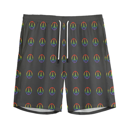 Rainbow LGBT Peace Sign Pattern Print Men's Sports Shorts