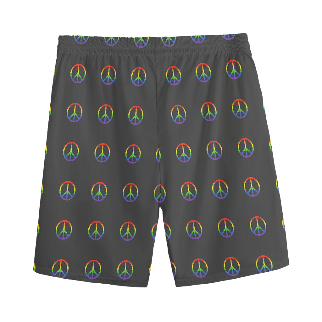 Rainbow LGBT Peace Sign Pattern Print Men's Sports Shorts