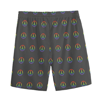 Rainbow LGBT Peace Sign Pattern Print Men's Sports Shorts