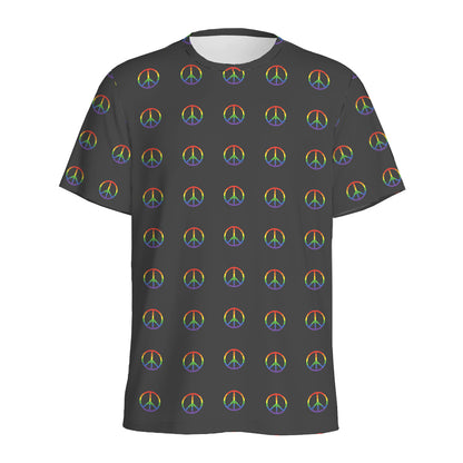 Rainbow LGBT Peace Sign Pattern Print Men's Sports T-Shirt
