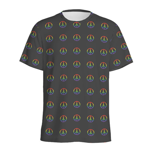 Rainbow LGBT Peace Sign Pattern Print Men's Sports T-Shirt