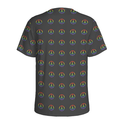 Rainbow LGBT Peace Sign Pattern Print Men's Sports T-Shirt