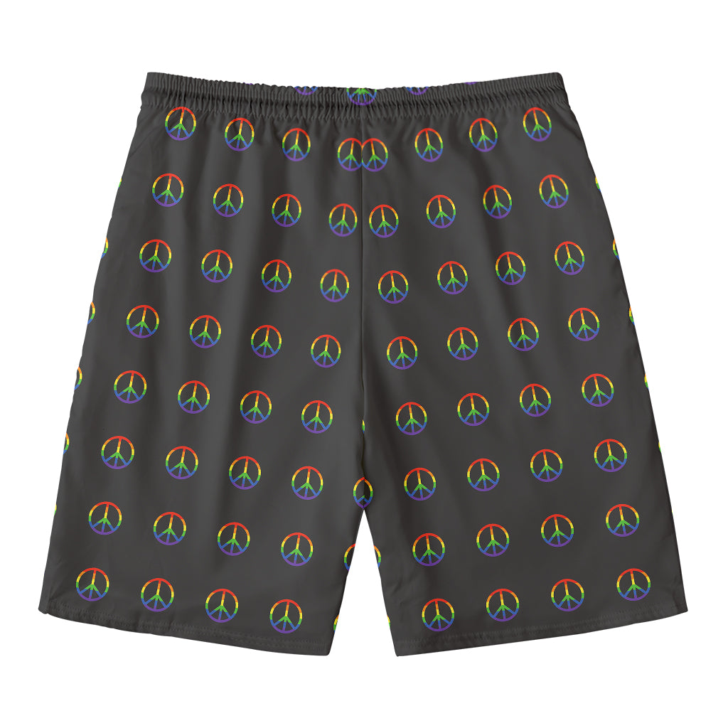Rainbow LGBT Peace Sign Pattern Print Men's Swim Trunks