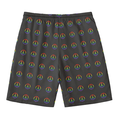 Rainbow LGBT Peace Sign Pattern Print Men's Swim Trunks