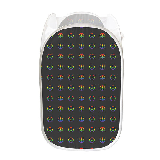 Rainbow LGBT Peace Sign Pattern Print Mesh Laundry Hamper