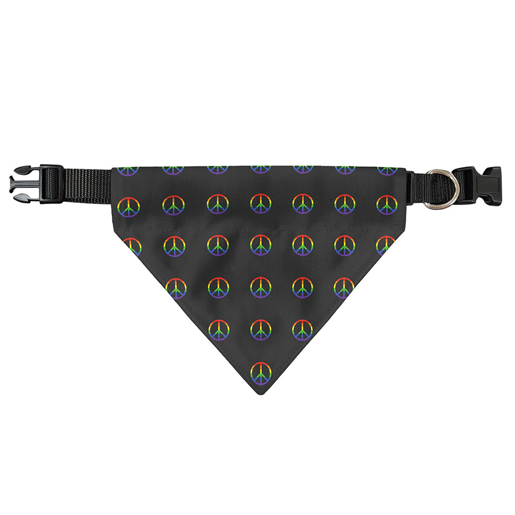 Rainbow LGBT Peace Sign Pattern Print Over The Collar Dog Bandana
