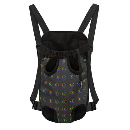 Rainbow LGBT Peace Sign Pattern Print Pet Carrier Backpack